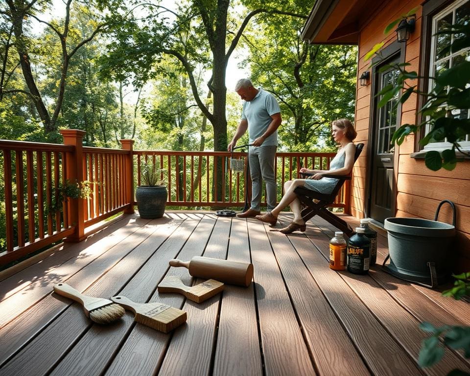 Holzdecks pflegen