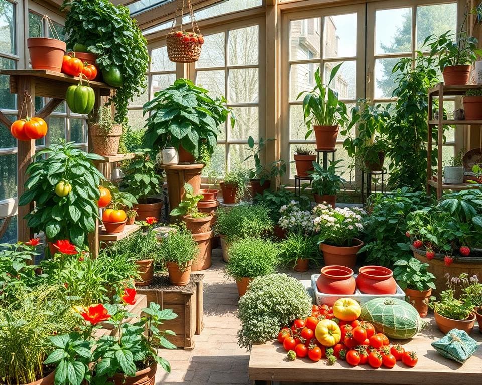 Obst und Gemüse selbst anbauen im Wintergarten