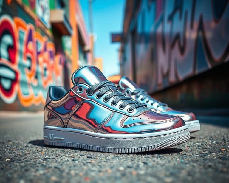 Sneaker mit Metallic-Glanz: Funkelnder Streetstyle