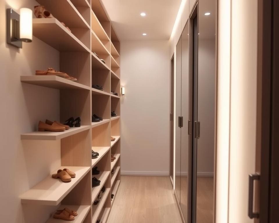 Platzsparende Tipps für schmale Schuhregale und Spiegelschränke