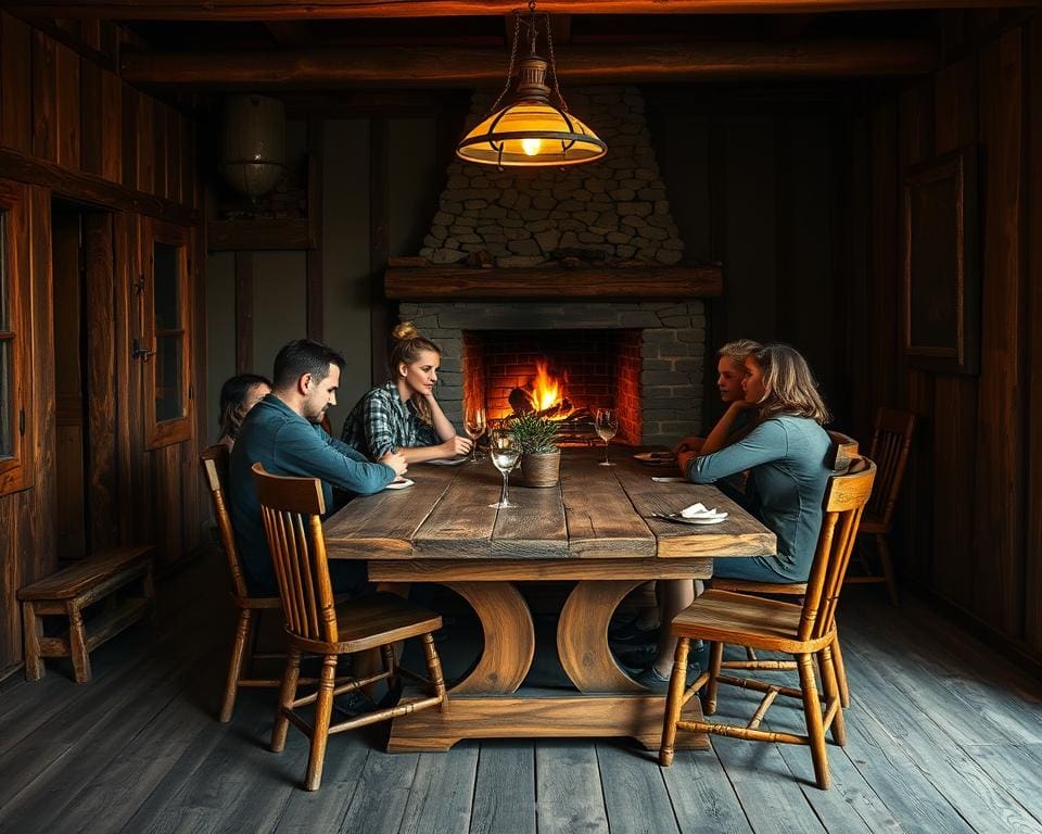 Rustikales Ambiente mit Holzarten und Farbpaletten