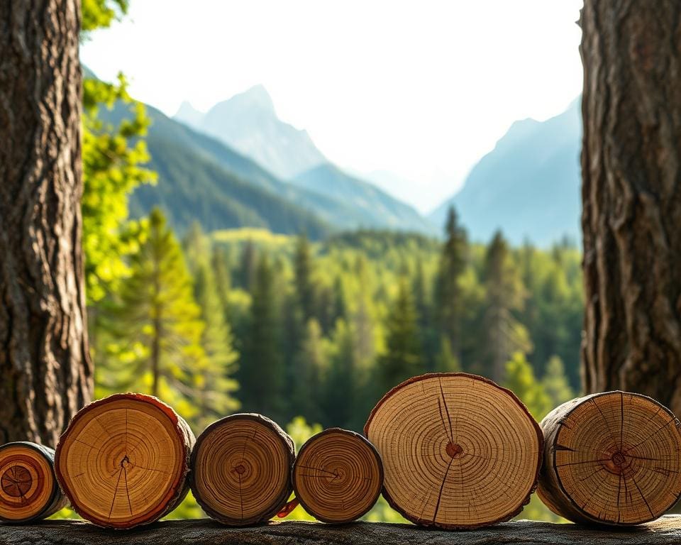 Vergleich von Härtegraden der Baumarten