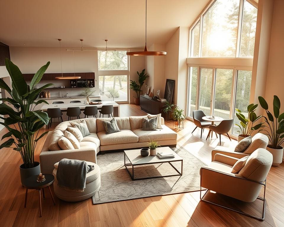 Wie richtest du ein offenes Wohnzimmer ein?
