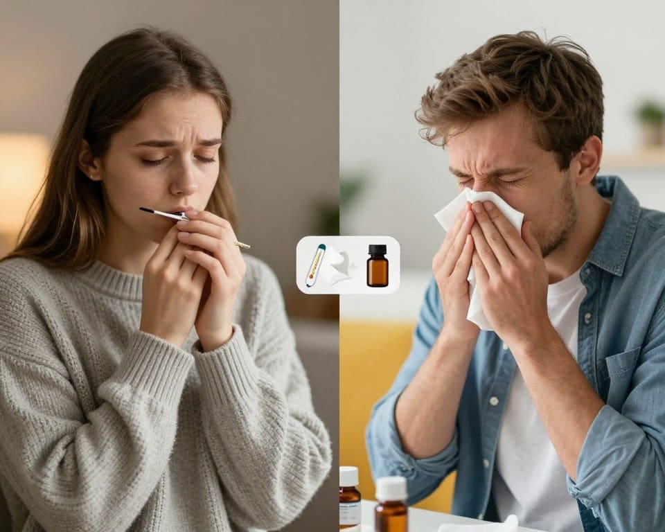 Was sind Symptome einer Grippe im Vergleich zur Erkältung?